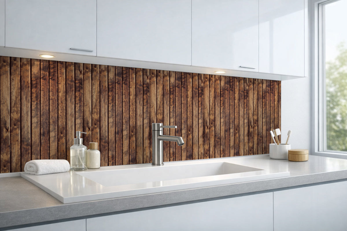 Waschbeckenrückwand Holzoptik