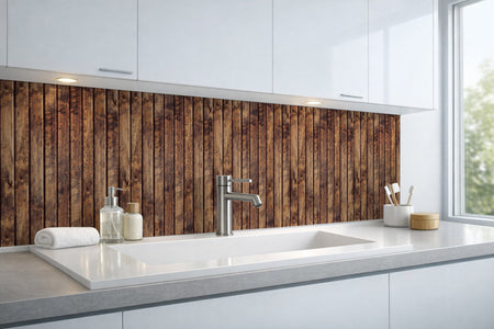 Waschbeckenrückwand Holzoptik