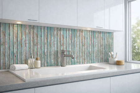 Waschbeckenrückwand Holzoptik