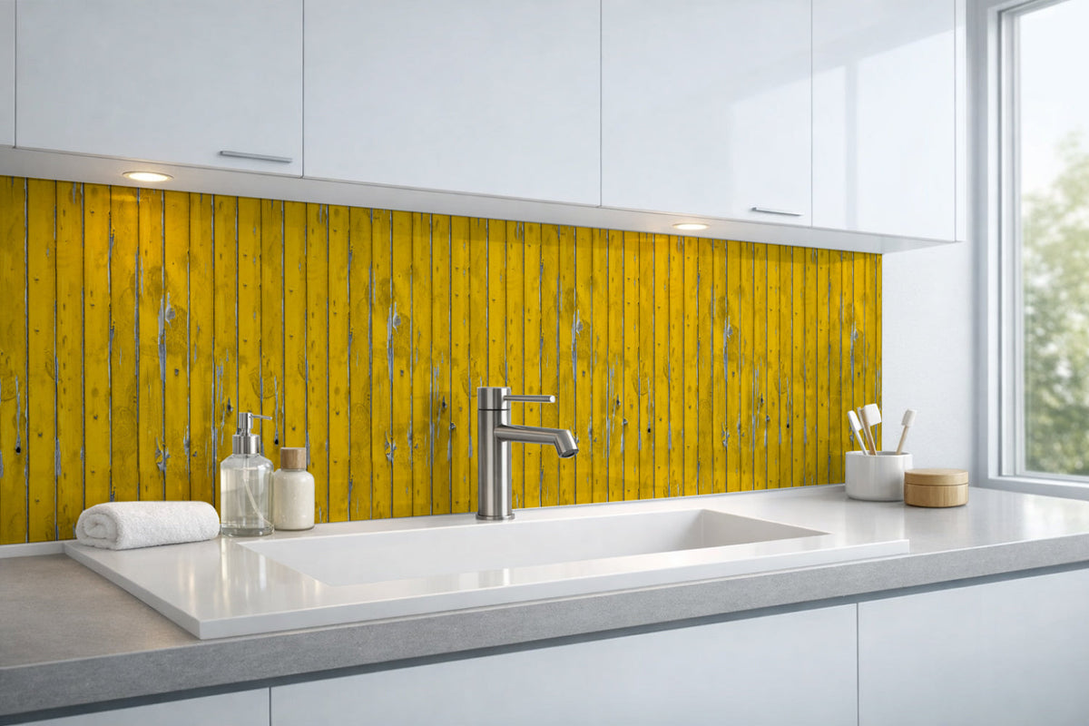 Waschbeckenrückwand Holzoptik