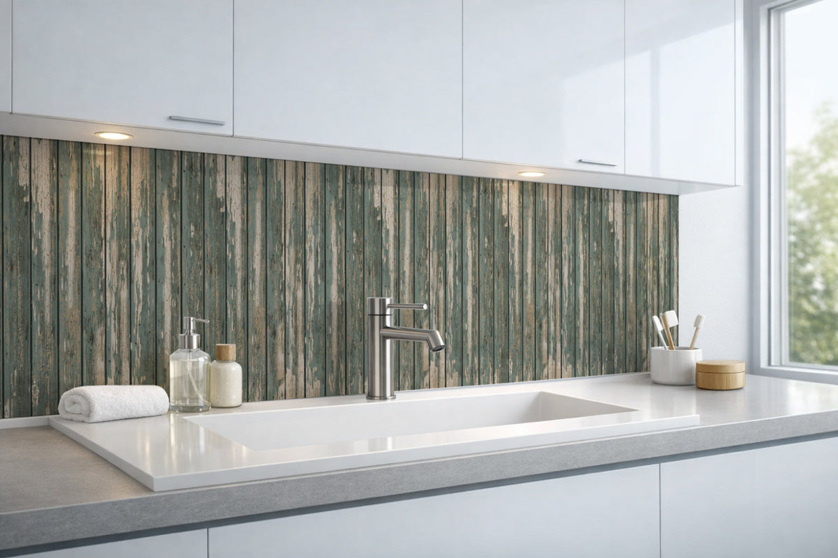 Waschbeckenrückwand Holzoptik