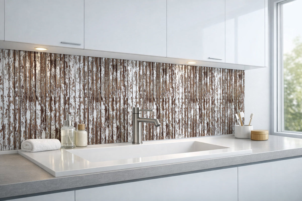 Waschbeckenrückwand Holzoptik
