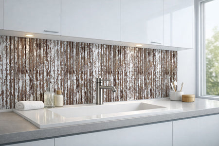 Waschbeckenrückwand Holzoptik