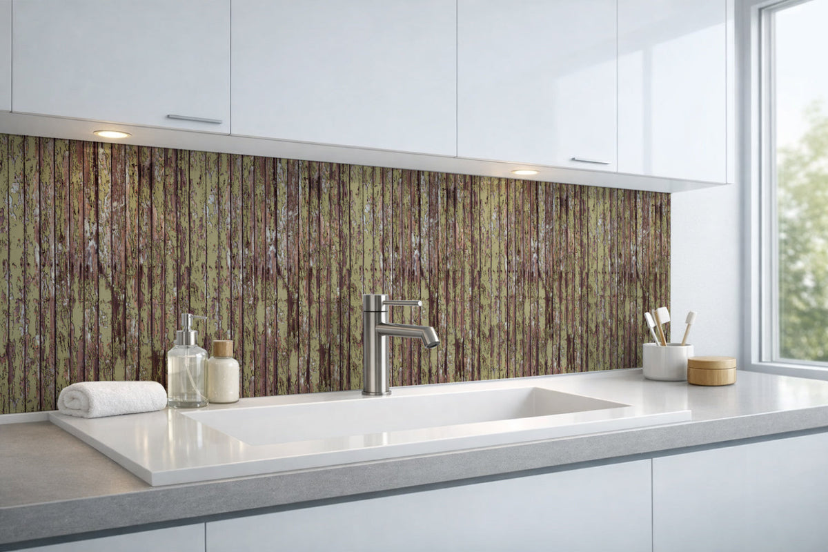 Waschbeckenrückwand Holzoptik