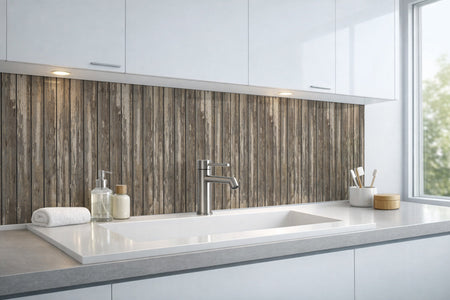 Waschbeckenrückwand Holzoptik