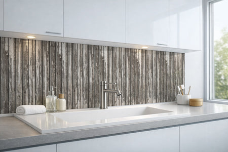 Waschbeckenrückwand Holzoptik