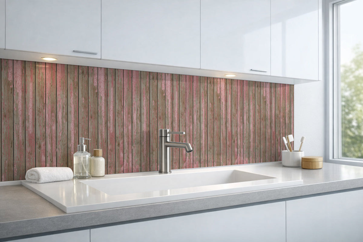 Waschbeckenrückwand Holzoptik