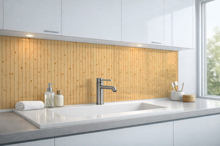 Waschbeckenrückwand Holzoptik