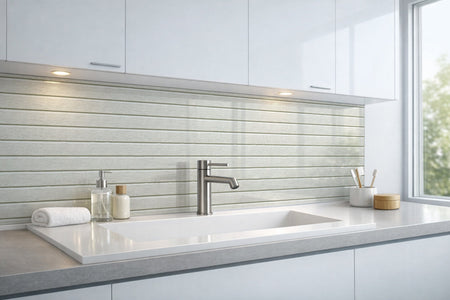 Waschbeckenrückwand Holzoptik