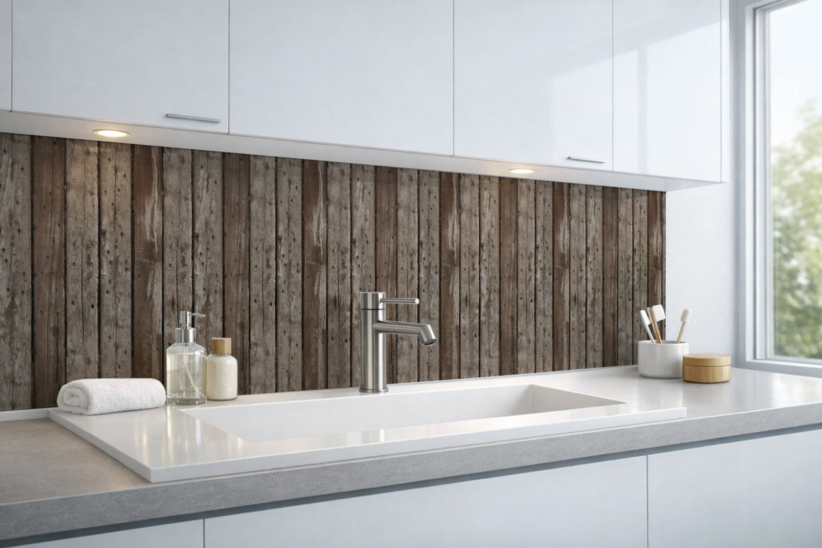 Waschbeckenrückwand Holzoptik