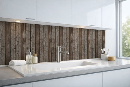 Waschbeckenrückwand Holzoptik