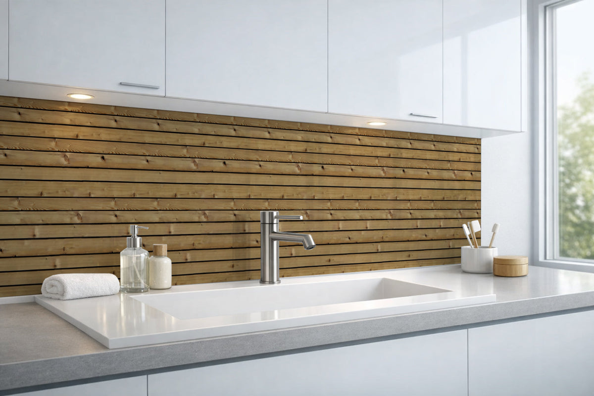 Waschbeckenrückwand Holzoptik