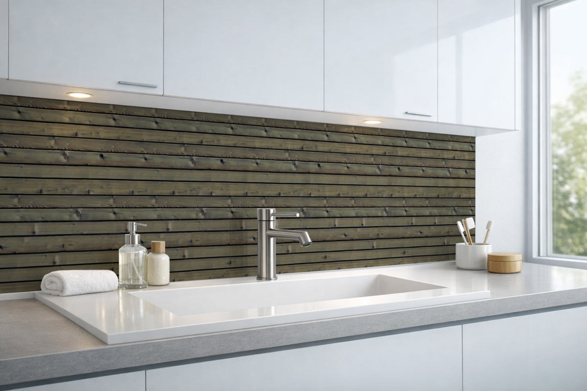 Waschbeckenrückwand Holzoptik