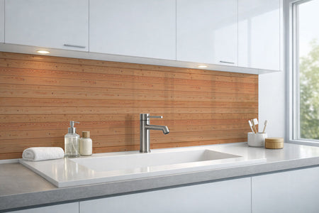 Waschbeckenrückwand Holzoptik
