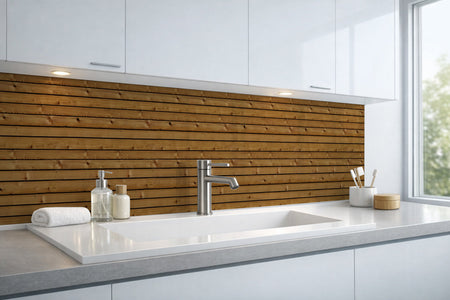 Waschbeckenrückwand Holzoptik