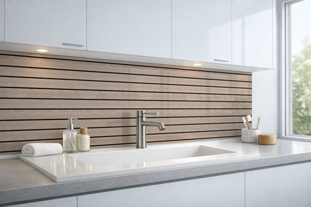 Waschbeckenrückwand Holzoptik