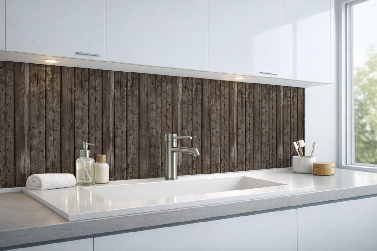 Waschbeckenrückwand Holzoptik
