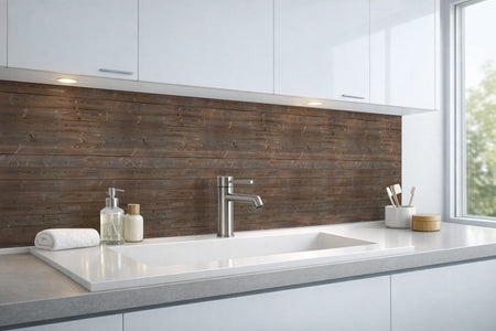 Waschbeckenrückwand Holzoptik