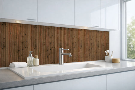 Waschbeckenrückwand Holzoptik