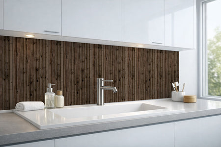 Waschbeckenrückwand Holzoptik