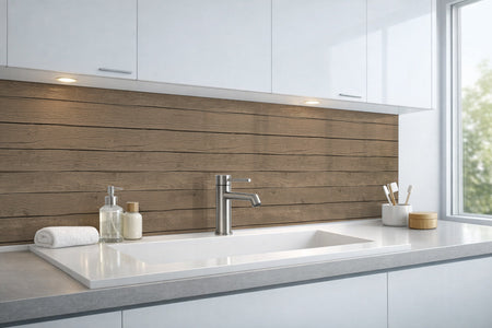 Waschbeckenrückwand Holzoptik