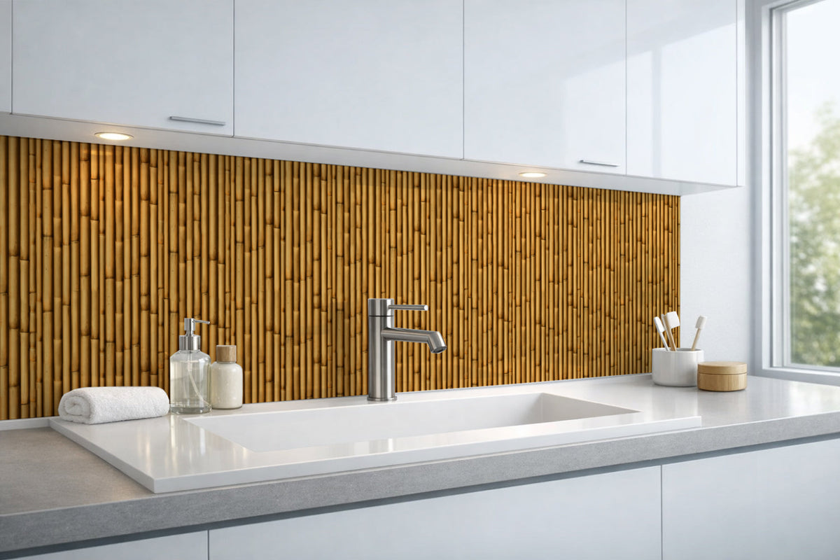 Waschbeckenrückwand Holzoptik