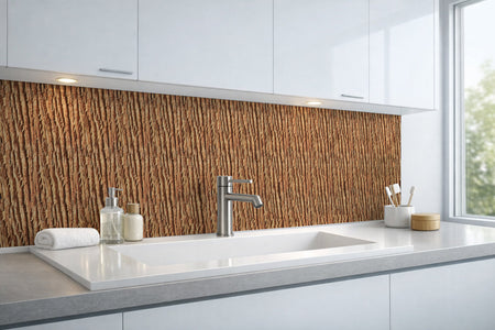 Waschbeckenrückwand Holzoptik