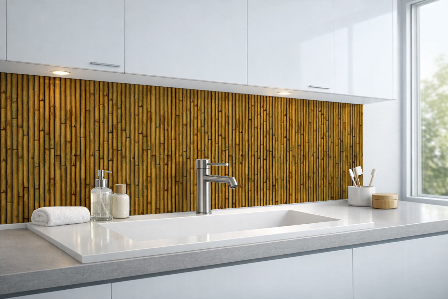 Waschbeckenrückwand Holzoptik