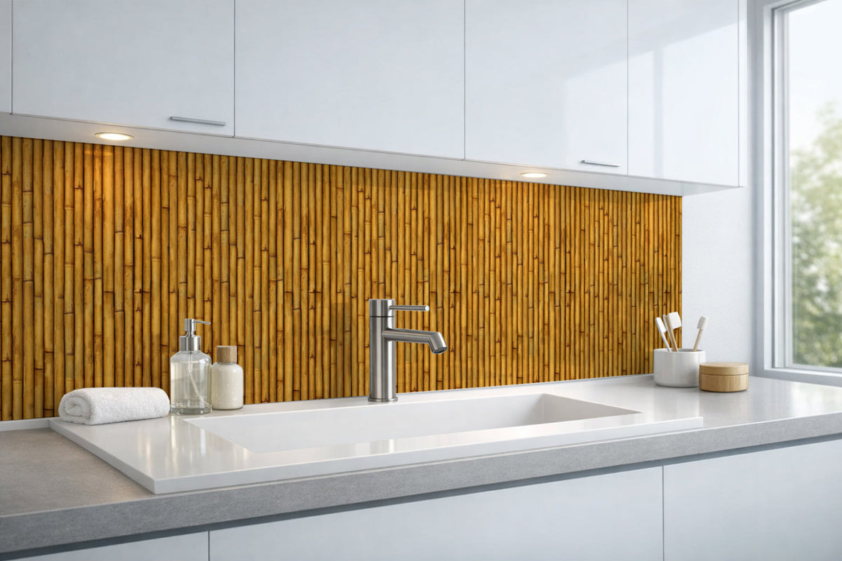 Waschbeckenrückwand Holzoptik