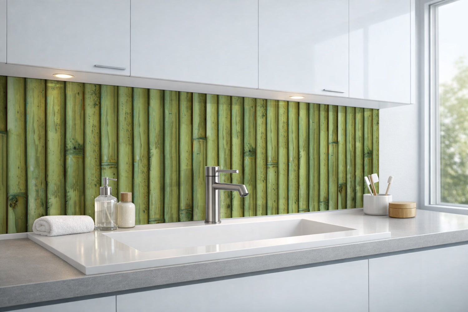 Waschbeckenrückwand Holzoptik