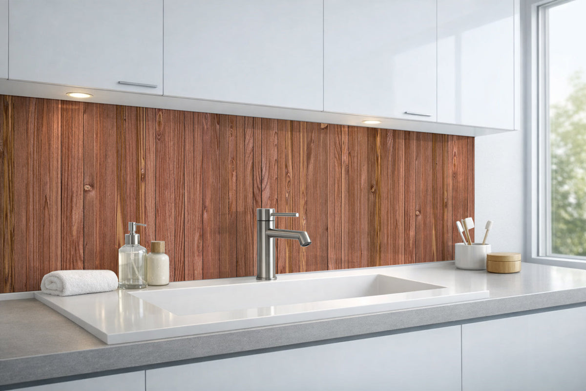 Waschbeckenrückwand Holzoptik