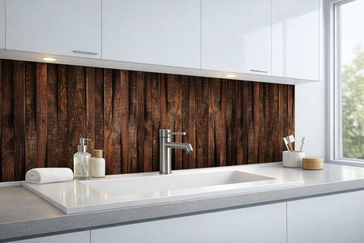 Waschbeckenrückwand Holzoptik