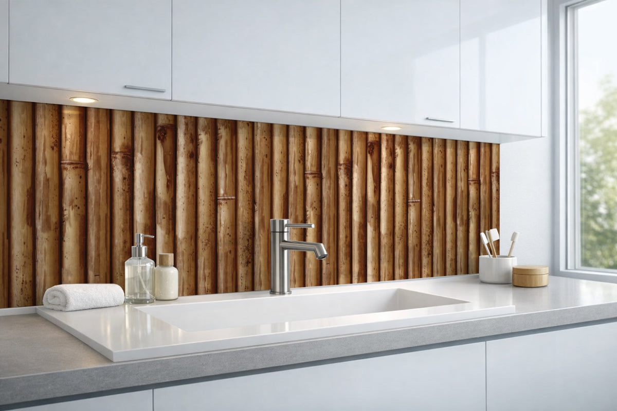 Waschbeckenrückwand Holzoptik