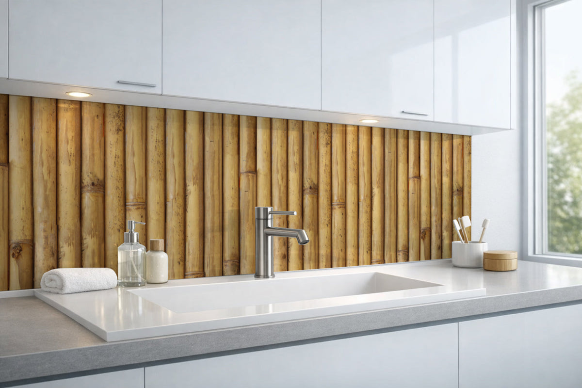 Waschbeckenrückwand Holzoptik