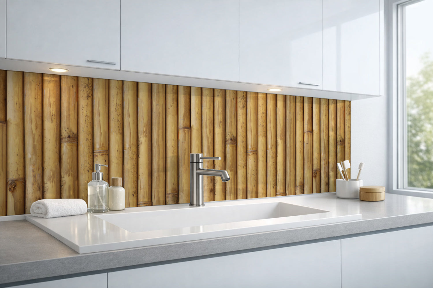 Waschbeckenrückwand Holzoptik