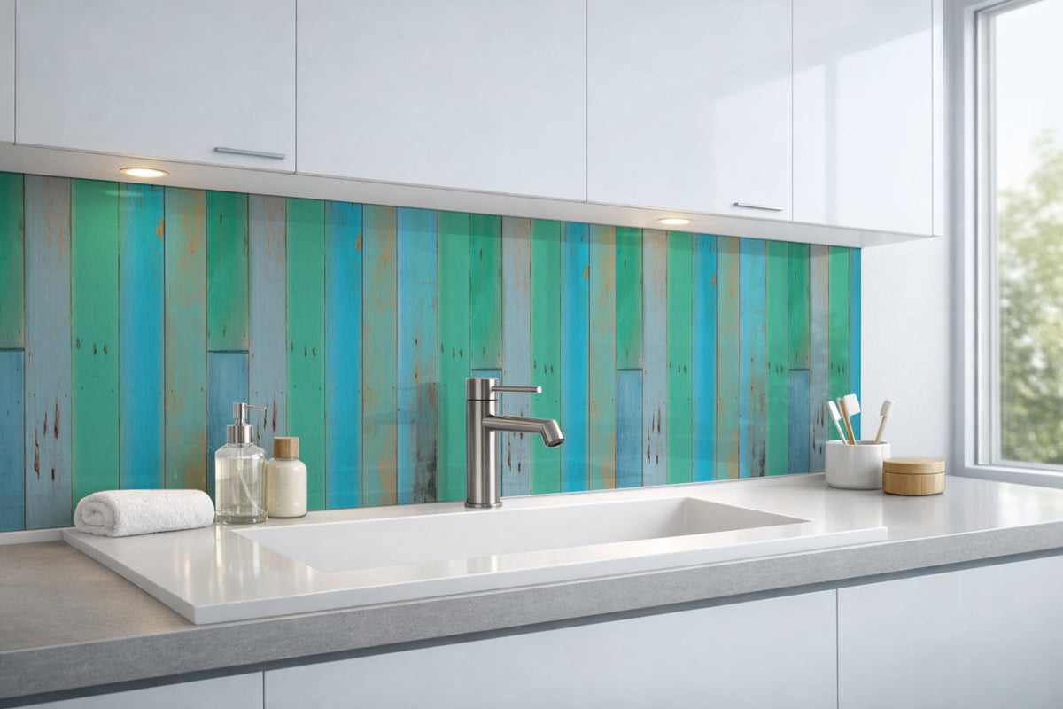 Waschbeckenrückwand Holzoptik