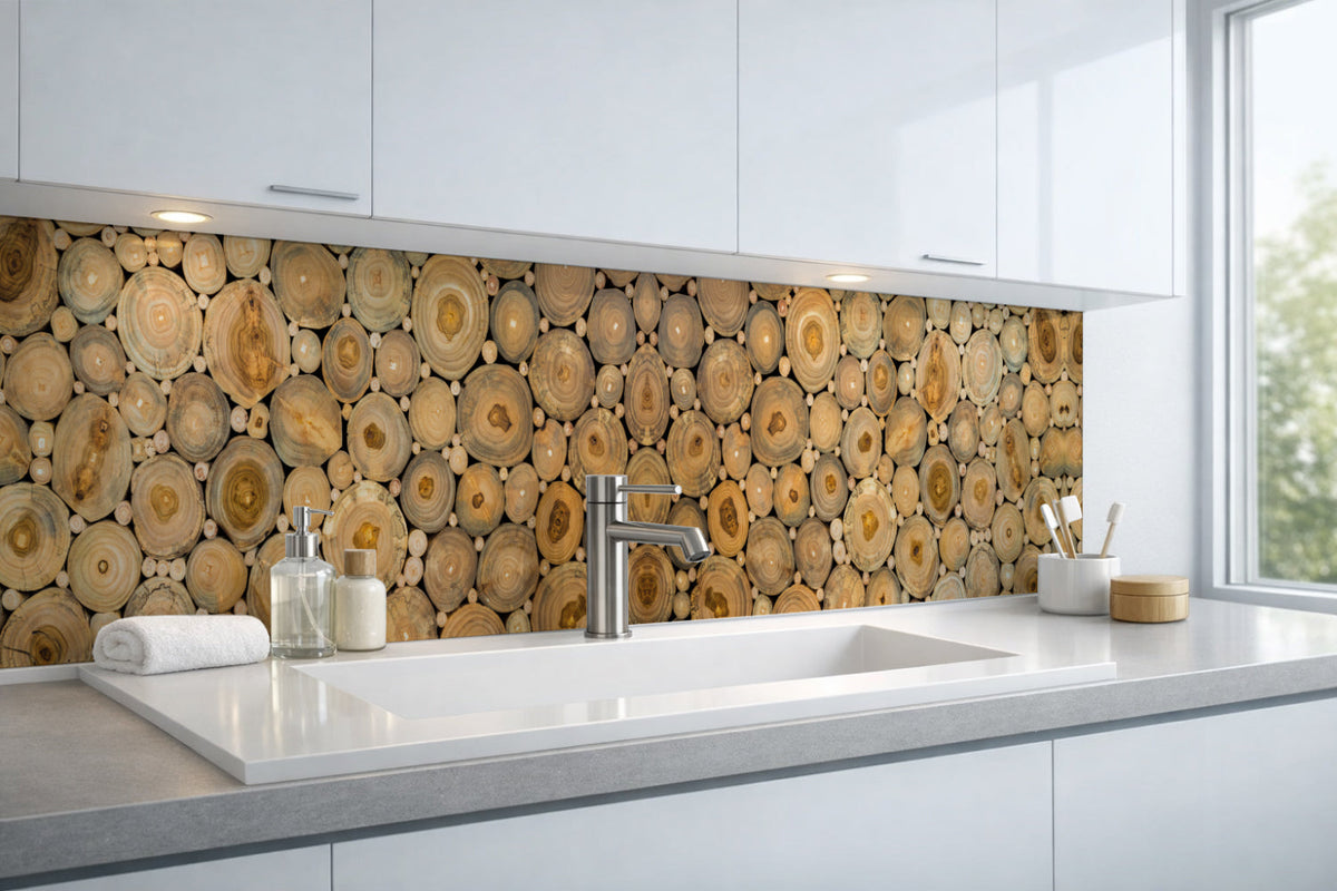 Waschbeckenrückwand Holzoptik