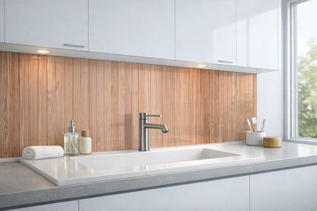 Waschbeckenrückwand Holzoptik