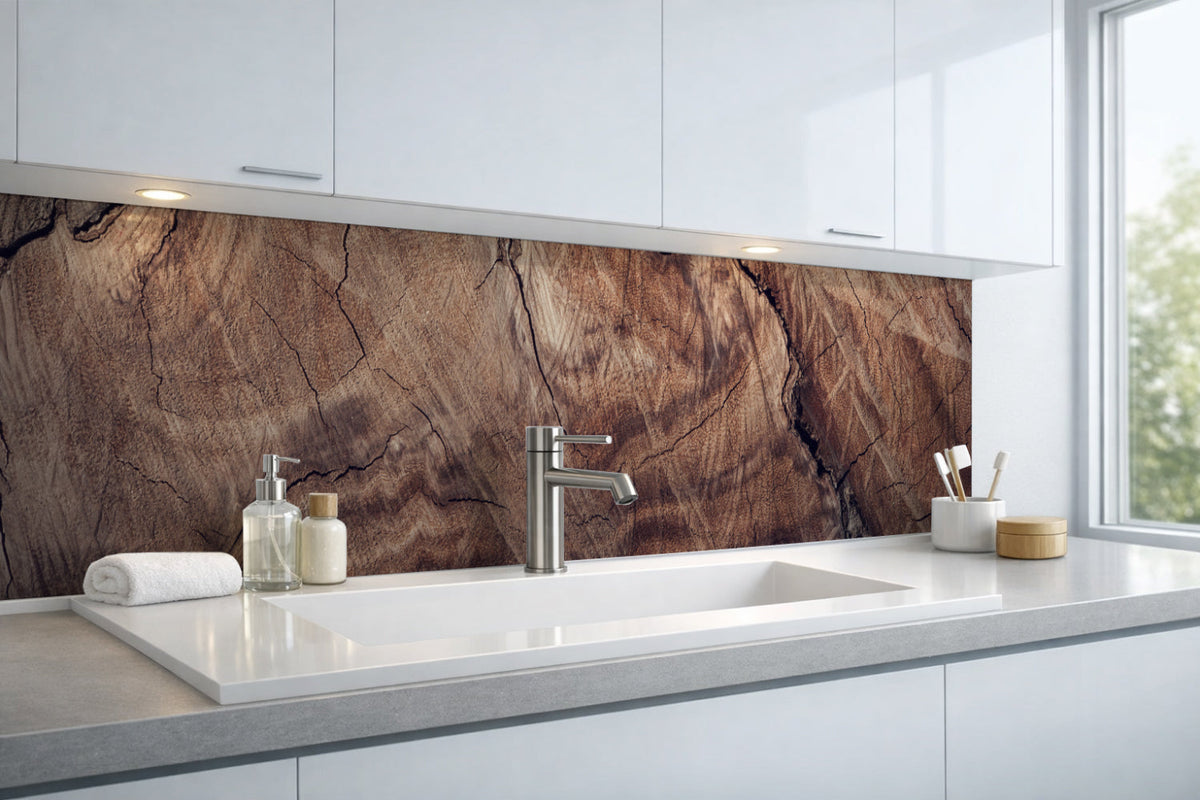 Waschbeckenrückwand Holzoptik