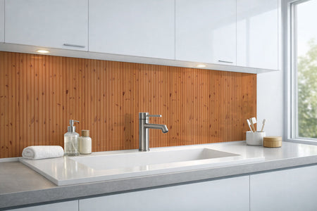 Waschbeckenrückwand Holzoptik