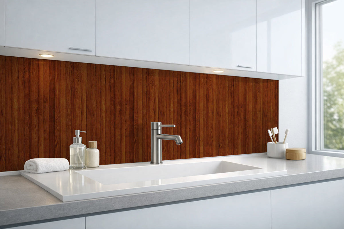 Waschbeckenrückwand Holzoptik