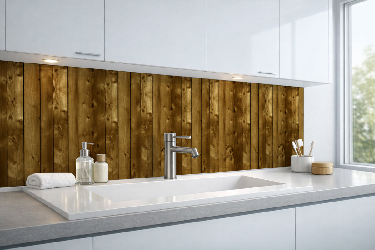 Waschbeckenrückwand Holzoptik