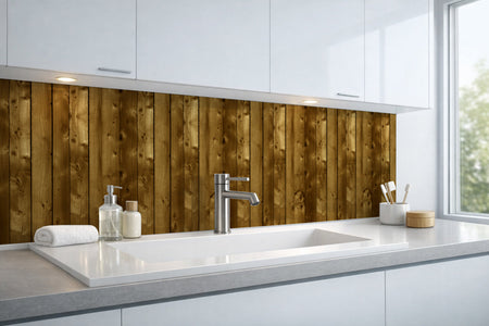 Waschbeckenrückwand Holzoptik
