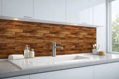 Waschbeckenrückwand Holzoptik