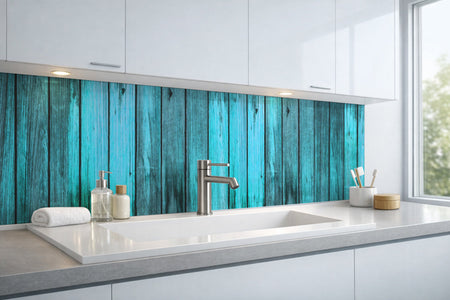 Waschbeckenrückwand Holzoptik