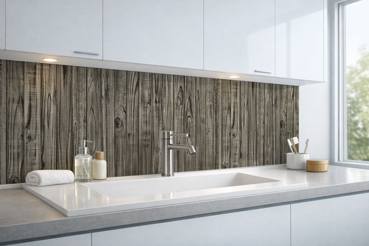 Waschbeckenrückwand Holzoptik