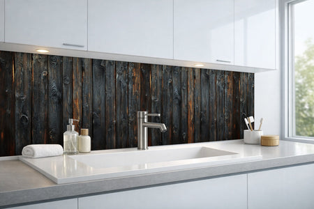 Waschbeckenrückwand Holzoptik
