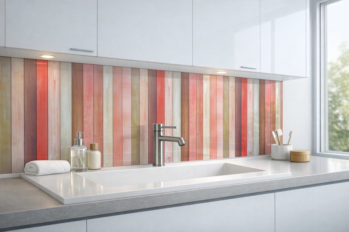 Waschbeckenrückwand Holzoptik
