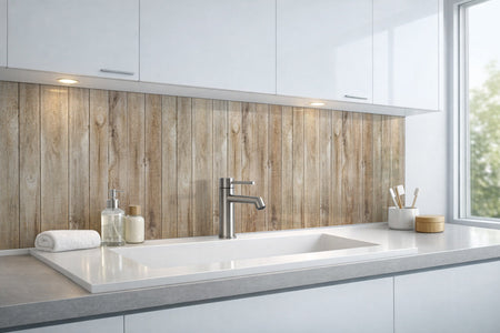 Waschbeckenrückwand Holzoptik