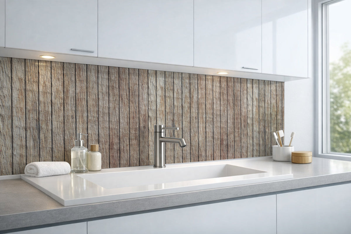 Waschbeckenrückwand Holzoptik